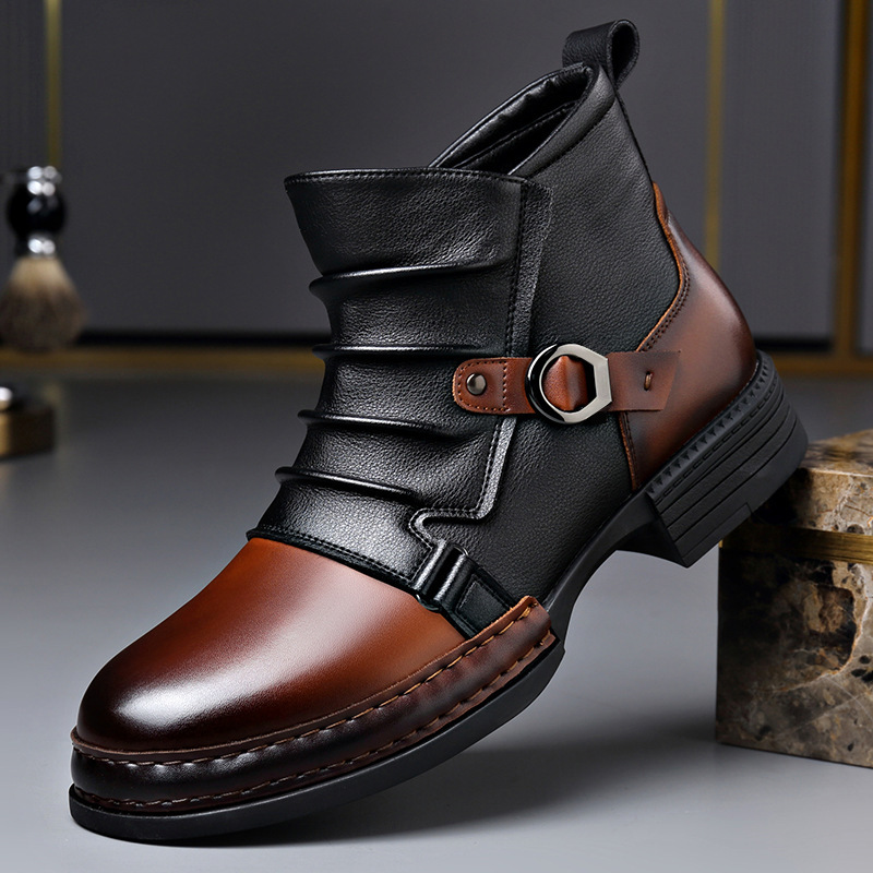 Men'S Shoes Zipper - Botas de Cano Curto Retrô para