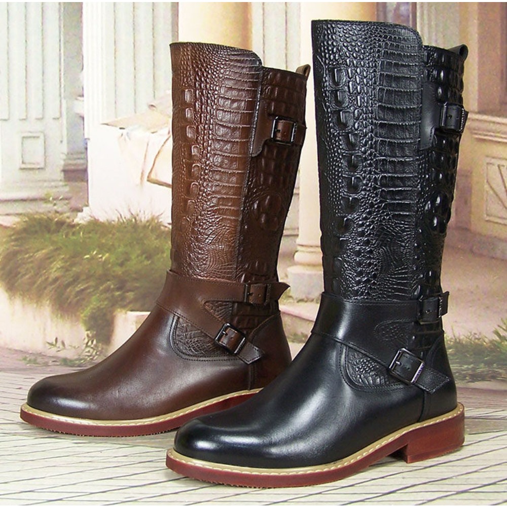 Men'S Shoes Zipper - Botas Masculinas de Couro Gravado Estilo